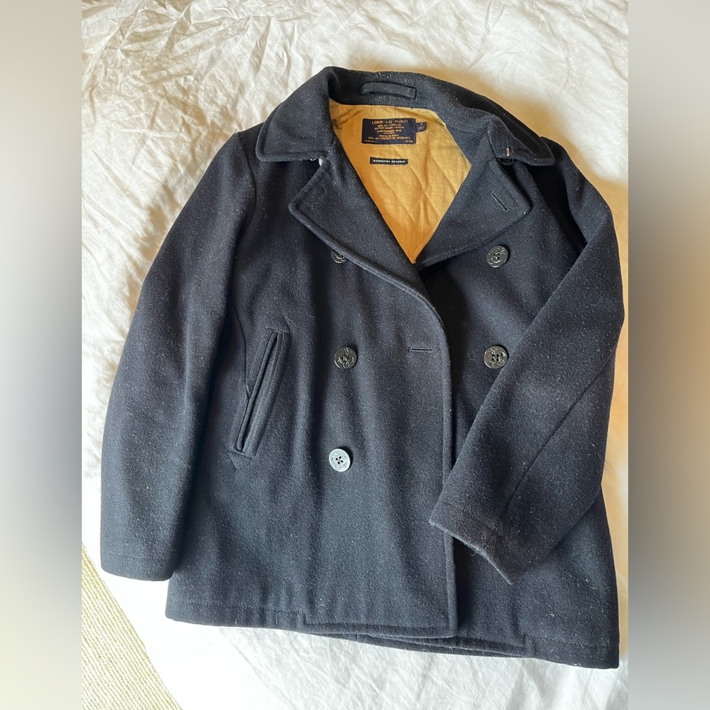 JCrew Bayswater Pea Coat - Navy Blue - Mens Small